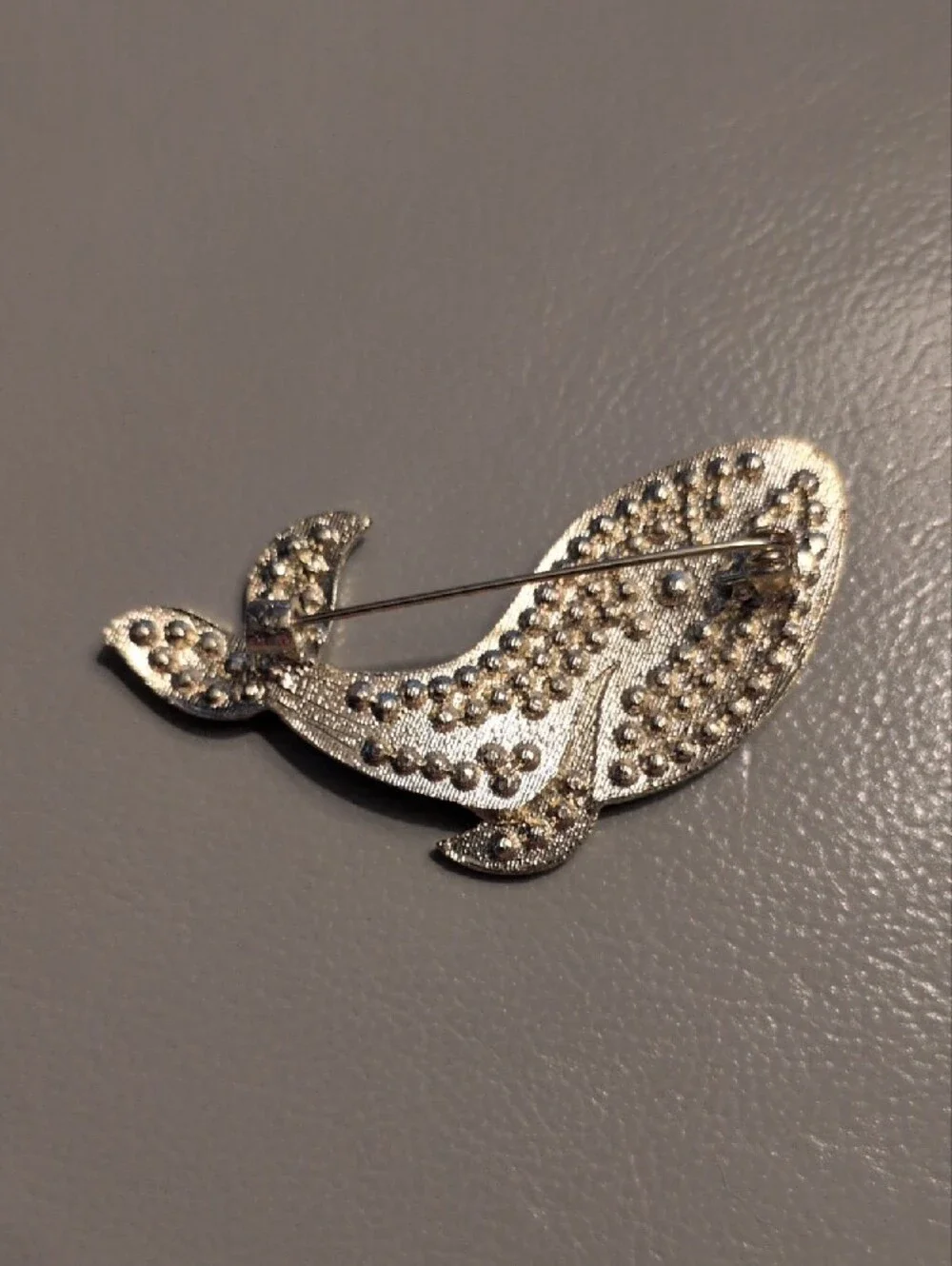 Blue Crystal Whale Brooch with Pearl Eye